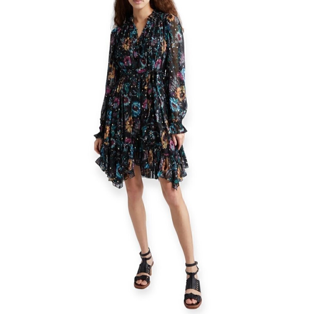 Ulla Johnson Anais Dress in Black Iris, Size 0, Silk New with tags